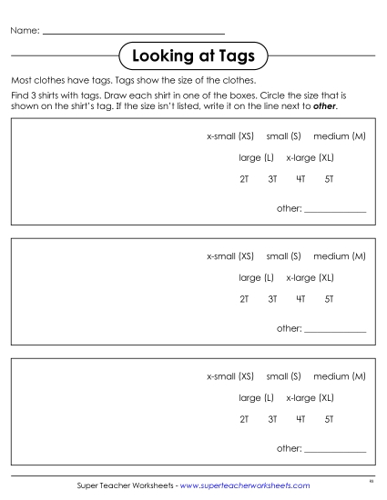 Worksheets - Looking at Tags (Printable PDF Worksheet) Worksheets - Looking at Tags (Printable PDF Worksheet)