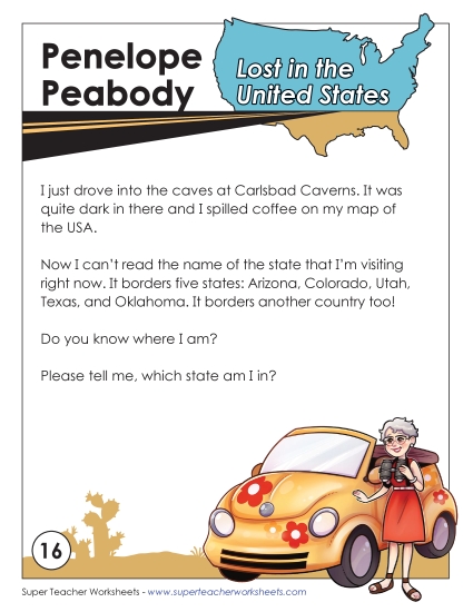Lost in USA #16:  New Mexico (Printable PDF Worksheet)