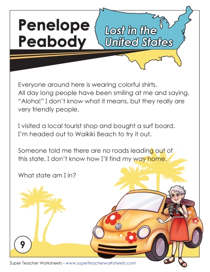 Lost in USA #9:  Hawaii (Printable PDF Worksheet)