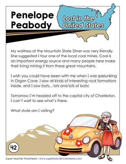 Mystery State Activities - Lost in USA:  West Virginia
