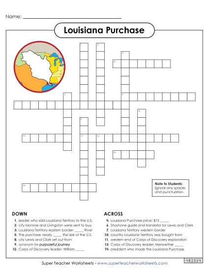 Puzzles - Louisiana Purchase Crossword Puzzle
