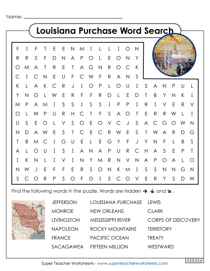 Puzzles - Louisiana Purchase Word Search Puzzles - Louisiana Purchase Word Search