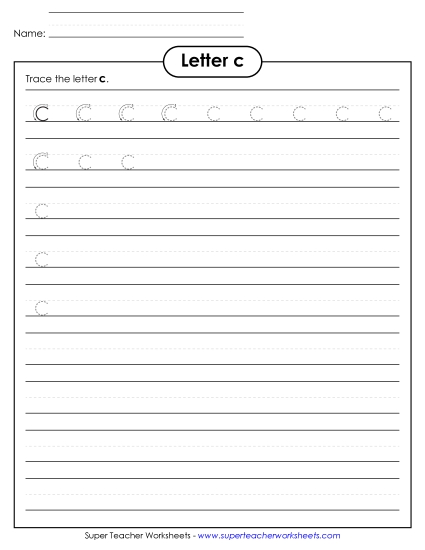 Letter C - Lowercase c (Smaller Font Size)