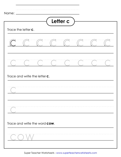 Letter C - Lowercase c (Tracing Dotted Line) Letter C - Lowercase c (Tracing Dotted Line)