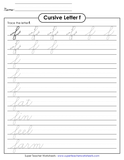 Lower-Case Cursive Letters - Lowercase cursive f Lower-Case Cursive Letters - Lowercase cursive f
