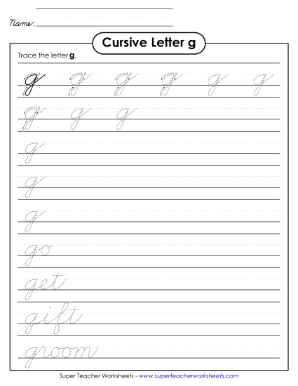 Lower-Case Cursive Letters - Lowercase cursive g Lower-Case Cursive Letters - Lowercase cursive g