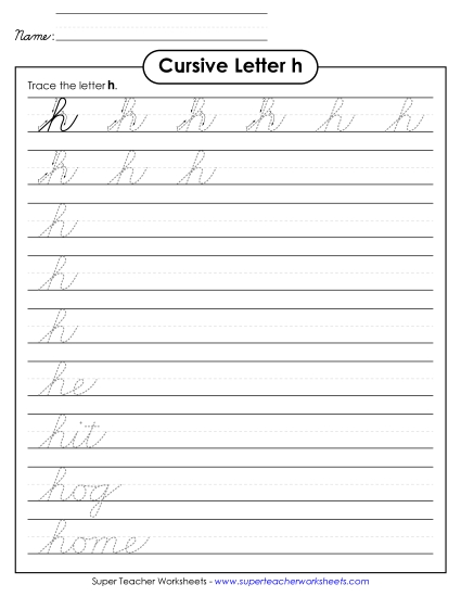 Lower-Case Cursive Letters - Lowercase cursive h Lower-Case Cursive Letters - Lowercase cursive h