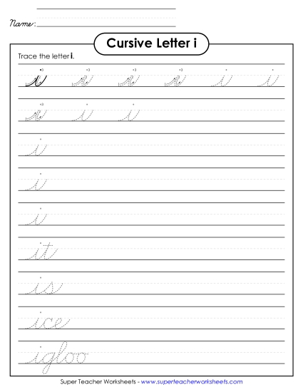Lower-Case Cursive Letters - Lowercase cursive i Lower-Case Cursive Letters - Lowercase cursive i