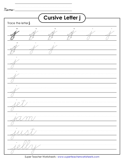 Lower-Case Cursive Letters - Lowercase cursive j Lower-Case Cursive Letters - Lowercase cursive j