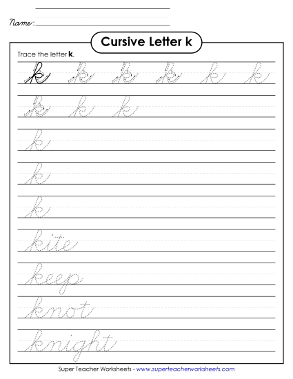 Lower-Case Cursive Letters - Lowercase cursive k Lower-Case Cursive Letters - Lowercase cursive k