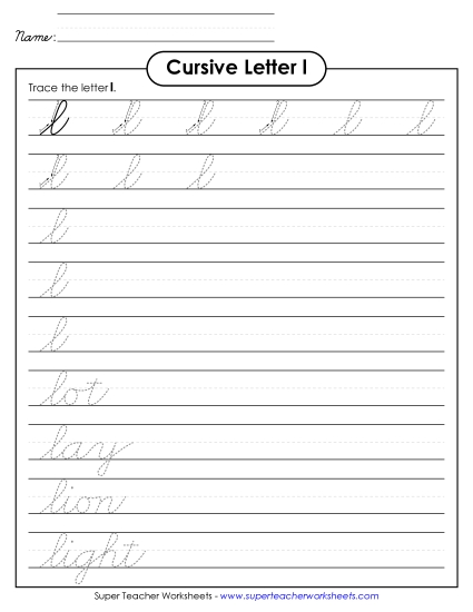Lower-Case Cursive Letters - Lowercase cursive l Lower-Case Cursive Letters - Lowercase cursive l