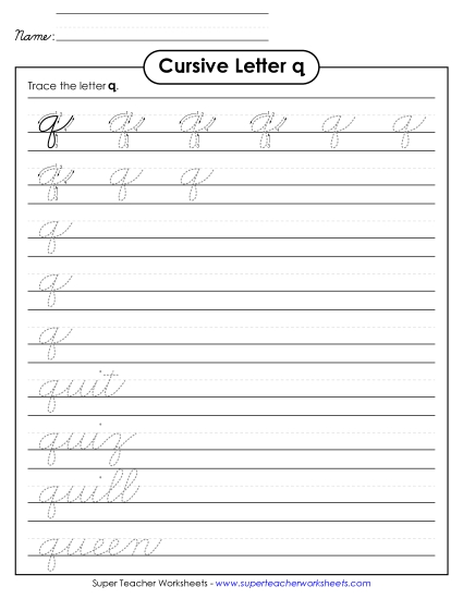 Lower-Case Cursive Letters - Lowercase cursive q Lower-Case Cursive Letters - Lowercase cursive q