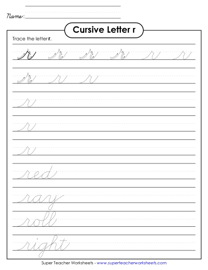 Lower-Case Cursive Letters - Lowercase cursive r Lower-Case Cursive Letters - Lowercase cursive r