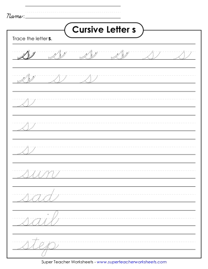Lower-Case Cursive Letters - Lowercase cursive s Lower-Case Cursive Letters - Lowercase cursive s