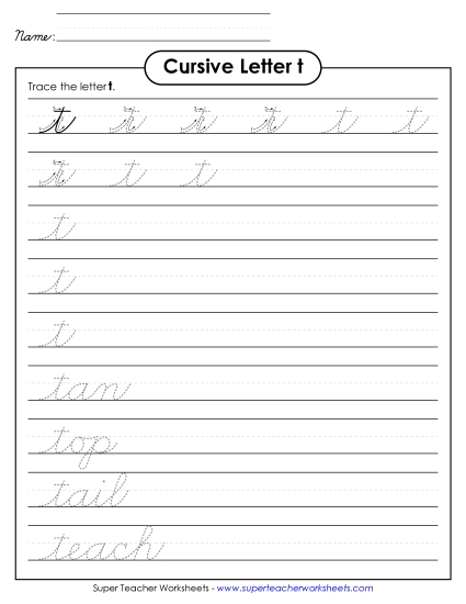 Lower-Case Cursive Letters - Lowercase cursive t Lower-Case Cursive Letters - Lowercase cursive t