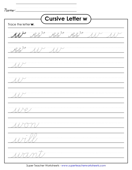 Lower-Case Cursive Letters - Lowercase cursive w Lower-Case Cursive Letters - Lowercase cursive w