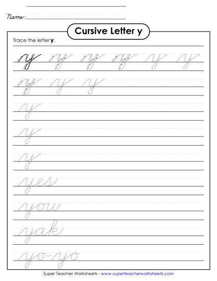 Lower-Case Cursive Letters - Lowercase cursive y Lower-Case Cursive Letters - Lowercase cursive y