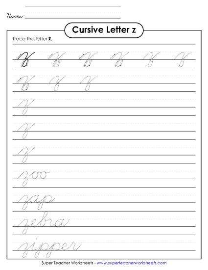 Lower-Case Cursive Letters - Lowercase cursive z Lower-Case Cursive Letters - Lowercase cursive z