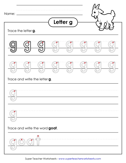 Letter G - Lowercase g (Outlined Letters)