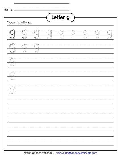 Letter G - Lowercase g (Smaller Font Size) Letter G - Lowercase g (Smaller Font Size)