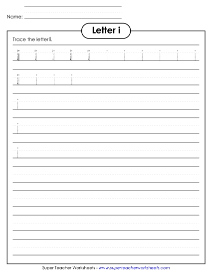 Trace and Print - Lowercase i (Smaller Font Size)