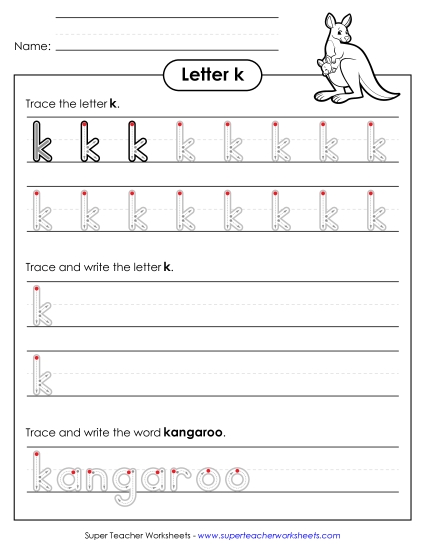 Letter K - Lowercase k (Outlined Letters)