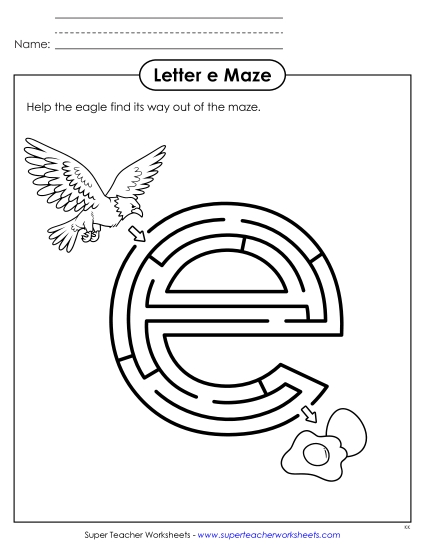 Letter Recognition - Lowercase Letter e Maze