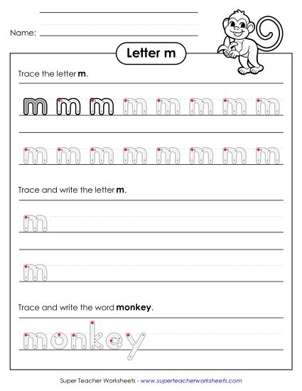 Trace and Print - Lowercase m Writing Practice (Outlined Letters) Trace and Print - Lowercase m Writing Practice (Outlined Letters)