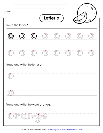 Trace and Print - Lowercase o (Outlined Letters)