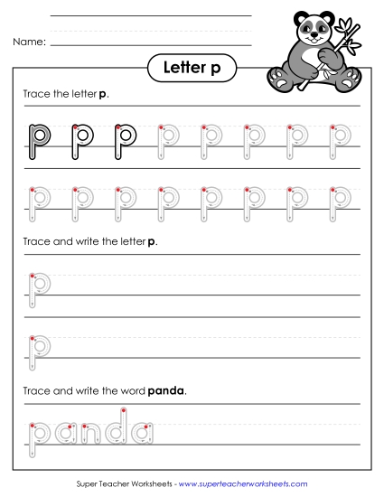 Trace and Print - Lowercase p (Outlined Letters) Trace and Print - Lowercase p (Outlined Letters)