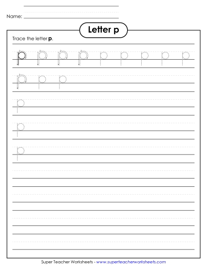 Letter P - Lowercase p (Smaller Font Size)