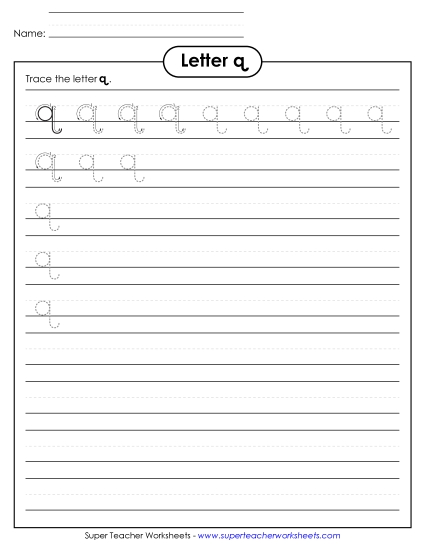 Trace and Print - Lowercase q (Smaller Font Size) Trace and Print - Lowercase q (Smaller Font Size)