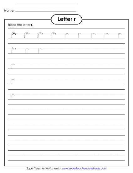 Trace and Print - Lowercase r (Smaller Font Size) Trace and Print - Lowercase r (Smaller Font Size)