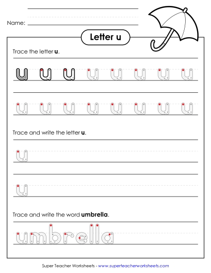 Letter U - Lowercase u (Outlined Letters)