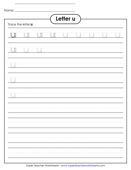 Letter U - Lowercase u (Smaller Font Size)
