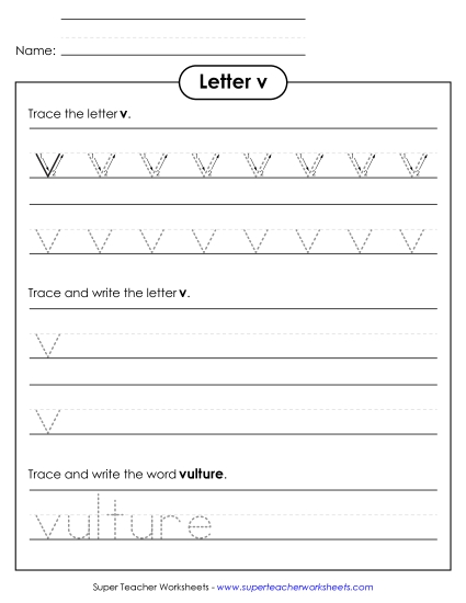 Letter V - Lowercase v (Tracing Dotted Line) Letter V - Lowercase v (Tracing Dotted Line)