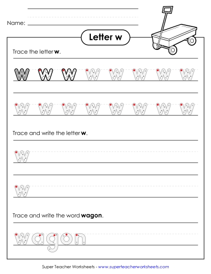 Trace and Print - Lowercase w (Outlined Letters) Trace and Print - Lowercase w (Outlined Letters)