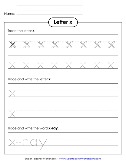 Letter X - Lowercase x (Tracing Dotted Line) Letter X - Lowercase x (Tracing Dotted Line)