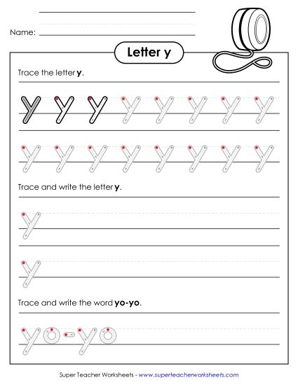 Trace and Print - Lowercase y Writing Practice (Outlined Letters) Trace and Print - Lowercase y Writing Practice (Outlined Letters)