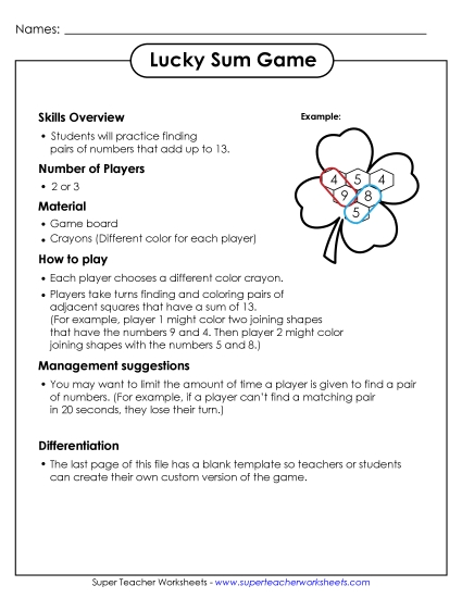Puzzles & Games - Lucky Sum Game