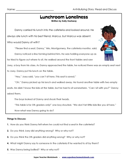 Read & Discuss Stories - Lunchroom Loneliness