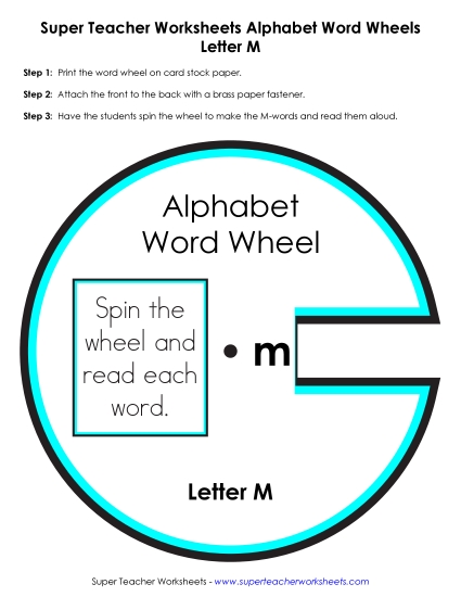 Word Wheel - M -  Word Wheel (Printable PDF Worksheet)