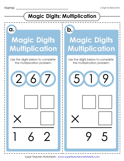 Task Cards and Games - Magic Digits Game (2-Digit by 1-Digit Multiplication) Task Cards and Games - Magic Digits Game (2-Digit by 1-Digit Multiplication)