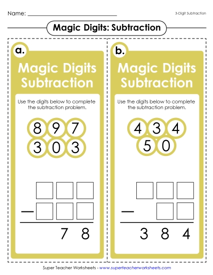 3-Digit Subtraction - Magic Digits Game (3-Digit Subtraction) 3-Digit Subtraction - Magic Digits Game (3-Digit Subtraction)
