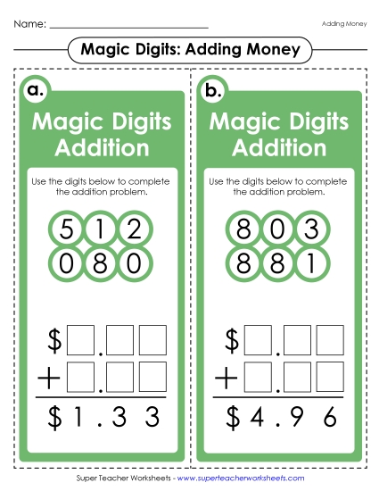 Task Cards and Math Games - Magic Digits Game Task Cards and Math Games - Magic Digits Game