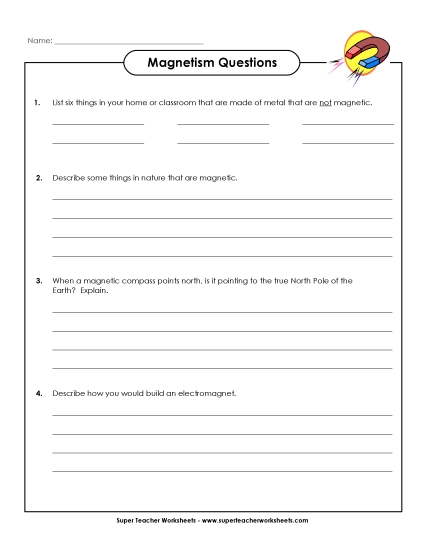 Magnetism Worksheets & Activities - Magnetism Questions Magnetism Worksheets & Activities - Magnetism Questions