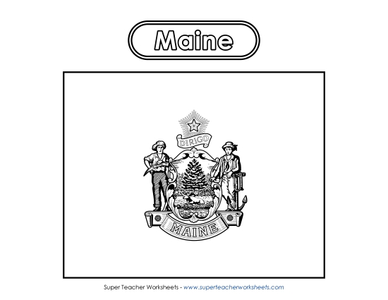 Flags & Seals - Maine Flag Coloring Page