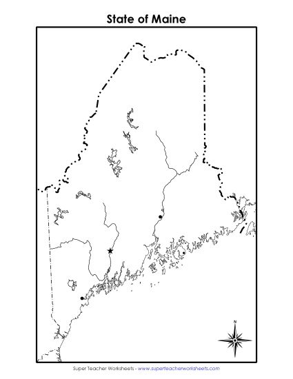 Maps - Maine State Map (Blank Cities) Maps - Maine State Map (Blank Cities)