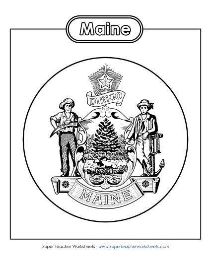 Flags & Seals - Maine State Seal (Black & White)