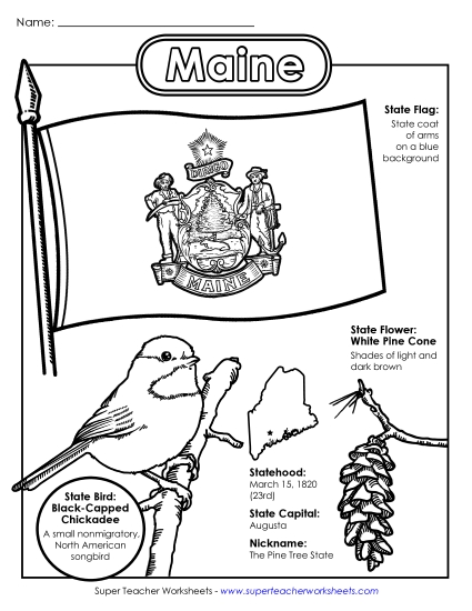 Symbols - Maine State Symbols Coloring Page Symbols - Maine State Symbols Coloring Page